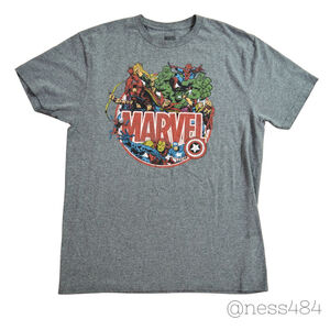 Marvel Comics Superhero Graphic T‎ Shirt Mens Large LG Gray Short Sleeve Tee